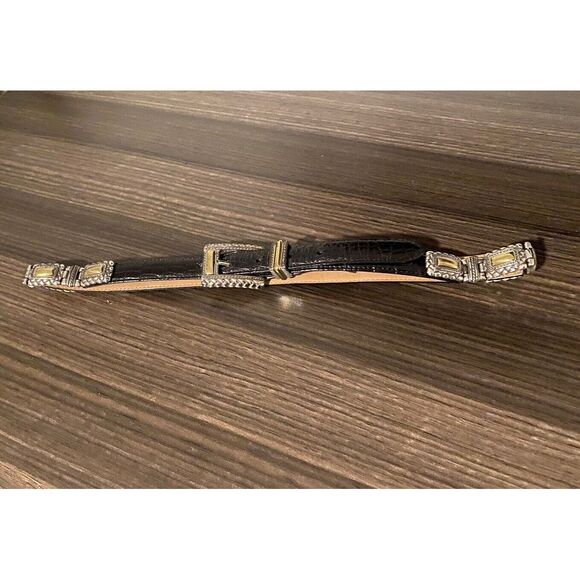 Brighton Ladies Black Reptile Belt with Decorative Links, 44203 Large Two Tone - Picture 1 of 9